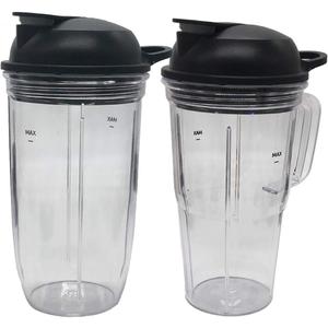Replacement Juicer personal jar 24ozcup and 24oz handle cup with to go lid, Compatible with NutriBullet Blender Combo/PRO 1000/ Select Blender (4, 1 * 24oz cup+1 * 24oz handle cup+2*lid)