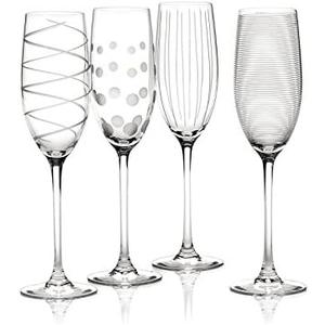 Mikasa Cheers Crystal Champagne Flutes Set, 3 Piece, Champagne Glasses with Quirky Designs, 250ml, White