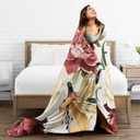 Roses Watercolor Floral Bed Blanket Ultra Soft Throw Blanket All Season Warm Light Weight Cozy Plush Blankets for Home Bedroom Sofa Chair Travel, 60"X80"