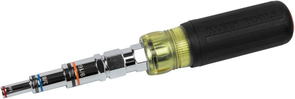Klein Tools 32809MAG 9-in-1 Multi-Nut Driver Tool, Magnetic SAE Pass Through Driver with Hex Nut Sizes 3/16 to 3/4-Inch