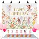 Fairy Birthday Party Decorations for Girls  Fairy Cupcake Toppers with Banner or Backdrop, Fairy Tale Theme Baby Shower & Party Supplies (Cupcake Topper + Backdrop)