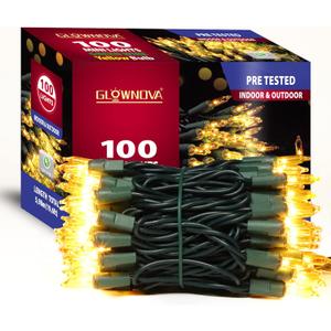 Green Wire, Yellow Incandescent Bulb 100 Mini String Lights for Indoor Christmas Tree Garland Birthday Wedding Party Festival Decoration