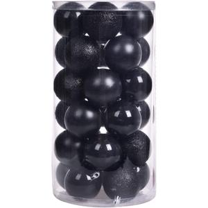 30pcs Christmas Ball Ornaments, 2.36" Shatterproof Tree Decorations, Perfect Hanging Ball for Indoor/Outdoor Holiday Christmas Party Decor (Black)