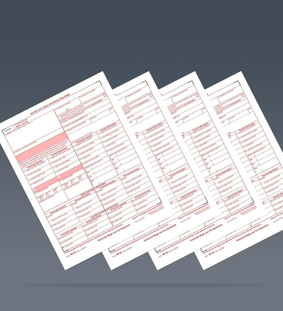 W-2C Corrected Wage and Tax Statements 2025, SSA Copy A, 25 Form W-2 C, Compatible with QuickBooks and Accounting Software, for Laser or Inkjet Printers