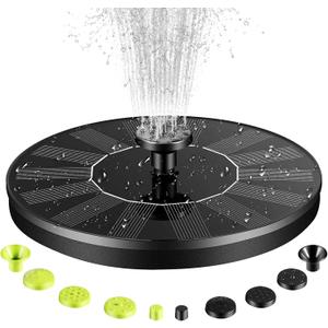 Solar Bird Bath Fountain Pump, Upgrade 1.4W Solar Water Fountain with 10 Nozzles, Solar Powered Floating Water Pump for Bird Bath, Garden, Pond, Pool, Outdoor, Black