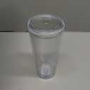 24oz Double Wall Plastic Tumblers with Lids and Straws | Large Classic Travel Tumbler | 4 Pack Set of 4 | Clear Reusable Cups with Straws | BPA Free