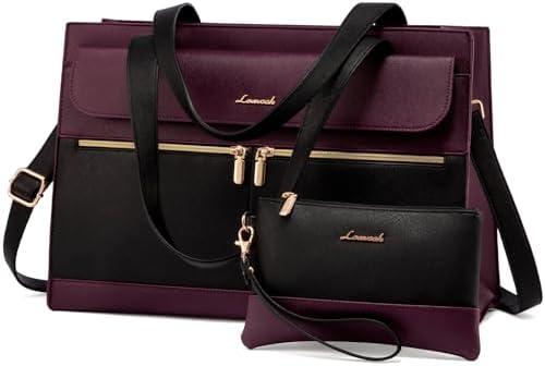 LOVEVOOK Laptop Bag for Women 15.6 Inch Tote Work Professional Leather Computer Briefcase Waterproof Handbag Shoulder Large Capacity Business Teacher Office Crossbody Purse
