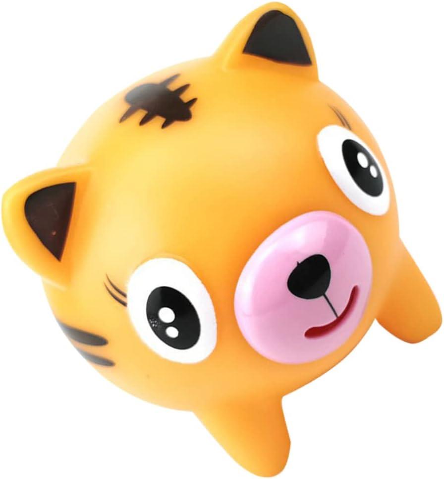 NUOBESTY Tiger Squeaky Sensory Toy for Kids Animal Squeeze Stick Out Slow Rising Tiger Screaming for Decompression Relief(Orange)