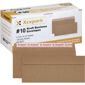 120 PCS #10 Brown Self Seal Kraft 4-1/8 x 9-1/2 inches Security Envelopes, Windowless Invisible Envelopes Super Strong Quick Seal Envelopes Security Tint Pattern Secure