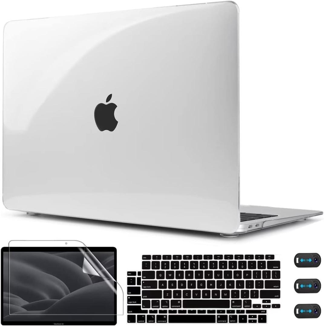 CISSOOK Crystal Clear Case for MacBook Air 13 inch 2021 2020-2018 with Retina Display and Touch ID, Transparent Hard Shell Case with Keyboard Cover for A2337 M1 A2179 A1932 2020 2018-2021 Release