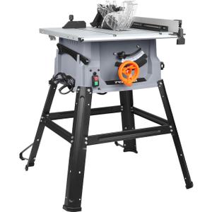 Prostormer 10 Inch Table Saw with Stand, 15A 5000RPM Portable Benchtop Saw, 45Bevel Cutting Tabletop Saw for Woodworking