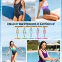 Athletic One Piece Swimsuit Women Modest Criss Cross Back Chlorine Resistant Swimwear with Built-in Bra (Blue, L)