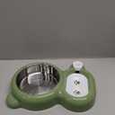 Dog Bowls, Cat Food and Water Bowl Set with Water Dispenser and Stainless Steel Bowl for Cats and Small Dogs  Green