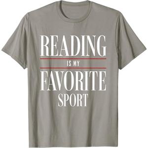 Reading is My Favorite Sport Book Lover Funny Saying Quote T-Shirt, Gray Large