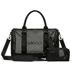 Black XL Mesh Duffle Bag with Coin Purse Toiletry Bag, Everyday Gym Travel 