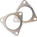 2PCS Exhaust Gaskets, Stainless Steel Exhaust Flange Gasket with High Sealing, 3" 3-Bolt Exhaust Pipe Interface Gasket, Multifunctional Manifold/Muffler/Header/Catalytic Converter Gaskets