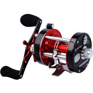 Sougayilang Fishing Reels Round Baitcasting Reel - Conventional Reel - Reinforced Metal Body and Supreme Star Drag (Warrior4000, Right Hand-Red-Black)