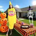 Halloween Banana Costume for Women, Big Lips Banana Onesie One Size Fruit Costume Adult, Suitable for Halloween Cosplay Party Family Events
