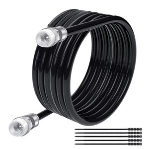 Elecan RG6 Coaxial Cable - 150 Feet Indoor/Outdoor Direct Burial Coax, Quad Shielded Waterproof In-Wall with Rubber Boot, Digital TV Aerial Broadband Internet Satellite +25 Ties (150FT)
