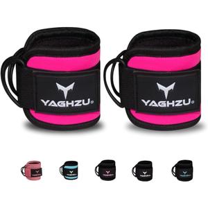 Ankle Straps for Cable Machines Women - Adjustable Gym Ankle Strap for Cable Machine, Neoprene Padded Cable Straps, Durable Leg Strap with Cable Cuff, Glute Kickback Ankle Strap with D Rings (Pair, Pink)