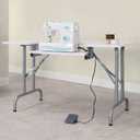 Sew Ready Folding Multipurpose Sewing Table - 47.5" W x 28" D Foldable White Hobby and Sewing Machine Table with Adjustable Shelf - Can Also Be Used as Computer Desk