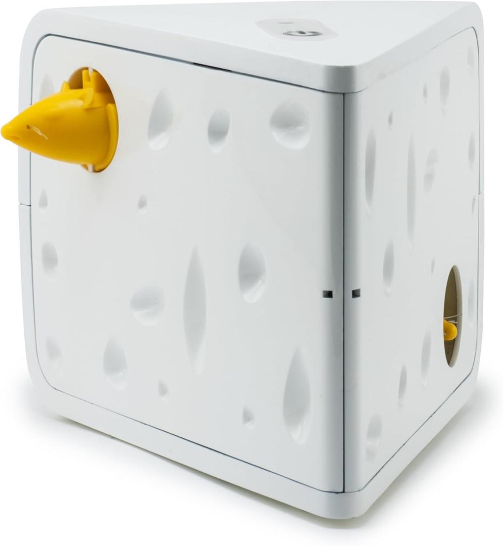 PetSafe Cheese - Interactive, Electronic Cat Toy - Peek-A-Boo Mouse Hunt Game - Hide and Seek for Bored and Anxious Cats - Kitten Teaser Toy - Automated Cat Toy for Cat Enrichment and Exercise