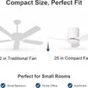 25 Inch Small Ceiling Fan Without Light, Low Profile, White, Medium