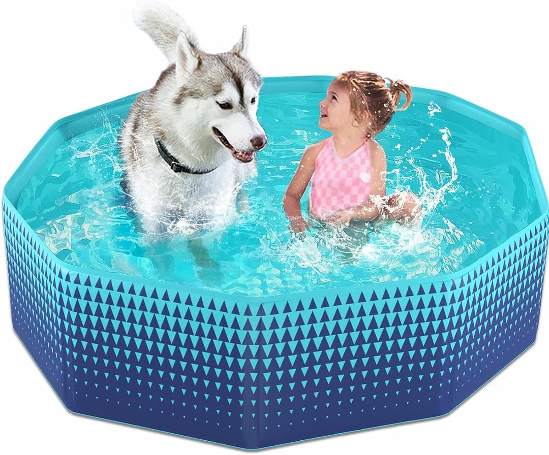 Jasonwell Foldable Dog Kiddie Pool - Hard Plastic Kids Paddling Pool Toddler Baby Swimming Pools for Backyard Collapsible Whelping Box Pet Doggie Cats Wading Pools Bathtub for Puppy Large Dogs (48" x 12", Green)