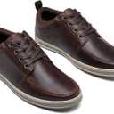 Jousen Men's Leather Fashion Sneakers Retro Dress Business Casual Shoes for Men (13, Amy5122-darkbrown)