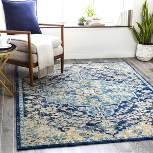 Livabliss Odelia Vintage Bohemian Area Rug,5'3" x 7'3",Navy/Sky Blue