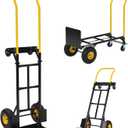 2-in-1 Convertible Hand Truck Max 400 LB Capacity, Heavy Duty Platform Cart with 4 Wheels, Hand Truck Dolly for Travel, Moving, Shopping, Warehouse, Garden, Grocery & Office Use, Black & Yellow