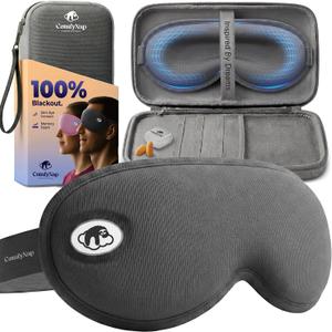 Eye Mask for Sleep with Ultimate Travel Case & Ear Plugs - DeepSpace Blackout Sleep Mask for Women Men, Side Sleeper Adjustable Eye Cover, Zero Eye Pressure, Memory Foam Eye Mask for Travel (Moon)