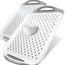 Large Nonslip Serving Tray with Handles, Silicone Grippy Dots Lap Food Trays for Eating, Dishwasher Safe Serve for Breakfast Dinner Snack Fruit Appetizers Beverage, Rectangular, Set of 2, White