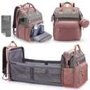 DERJUNSTAR Diaper Bag Backpack  Large Capacity Baby Diaper Bag with Changing Pad for Dad and Mom, Waterproof Travel Backpack, Multi-Function Bag with USB Charging Port, Rose Pink