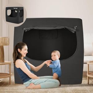 Blackout Cover for Pack N Play and Crib, Blackout Sleep Tent for Babies and Toddlers, Breathable Baby Sleep Pod with 4 Larger Vents, Blocks 98%+ Light for Quality Sleep