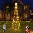 Ollny Christmas Tree Lights, 5FT 140 LED Warm White Outdoor String Lights 8 Modes Timer Function IP65 Waterproof Star Lights for Indoor Outside House Yard Xmas Decorations