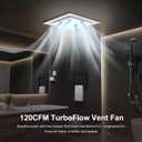 12" Ultra Quiet Bathroom Exhaust Fan with 6500K LED Light, 1.0 Sone 120 CFM, 10x10 Mount, 1500 LM Ceiling Ventilation Fan, Energy Efficient (3500K LED-W)