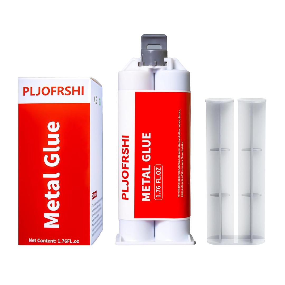 2 x Metal Glue, Heavy Duty 2 Part Epoxy Weld Adhesive, High Strength Waterproof Repair Glue for Metal, Plastic, Ceramic, Fiberglass, Glass, Wood, Automotive, Plumbing, Construction Projects(1.76oz)