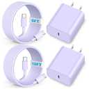 Compatible with Phone 16 15 17 Charger, 20W Fast Charging Wall Charger Block Cubes with 6/10Ft USB C to USB C Cable Compatible with Phone 15/16/17 Plus/Pro Max/Pad Pro Purple, 2Pack