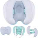 KAKIBLIN 2 in 1 Baby Head Pillow with Banana Neck Pillow for 3 Months to 1 Years Baby Travel Pillow for Stroller or Bed (Blue)