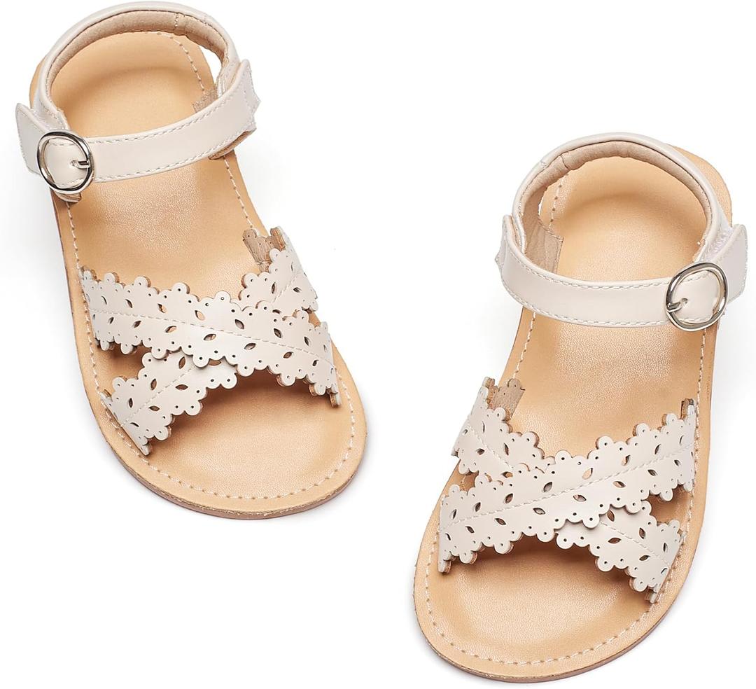 GINFIVE Toddler Girls Sandals Girls Toddler Sandals Little Girls Kids Shoes (Gg35-apricot, 9 Toddler)