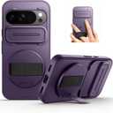 SURITCH for Google Pixel 10 Pro XL Case with 360 Rotatable Hand Strap Phone Grip Holder & Invisible Kickstand & Slide Camera Cover, Protective Cover for Pixel 10 Pro XL -Dark Purple