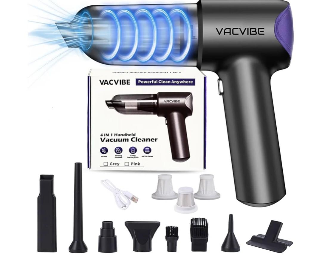 Car Vacuum Portable Cordless, 21000PA 4 in 1 Suck/Blow/Pump/Charger 120W Handheld Car Vacuum Cleaner and Air Duster, Brushless Motor Multi-Nozzles for Home Office Grey