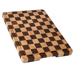 Cutting Boards for Kitchen, Checkered Cutting Board Upgraded, Acacia Wood Chopping Board with Juice Grooves & Handles, Large Butcher Block Serving Tray 13 3/8in x 15 1/2 in.