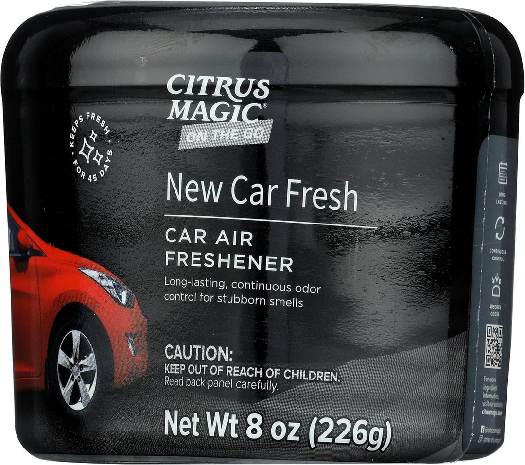 Citrus Magic On The Go Odor Absorbing Solid Air Freshener, Luxurious New Car, 8-Ounce, Pack of 1