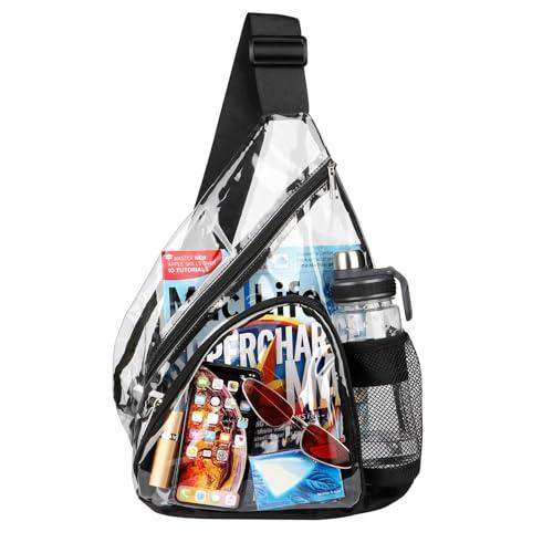 HULISEN Clear Sling Bag, Clear Bag Stadium Approved, Transparent Shoulder Crossbody Backpack Chest Casual Daypack
