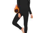 American Trends Womens Thermal Underwear Set Long Johns Base Layer Fleece Lined Top and Bottom Thermals Sets Loungewear (Medium, Black)