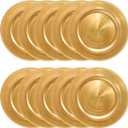 Gold Charger Plates 10PCS,13inch Round Beaded Plastic Charger Plates,Plate Chargers Bulk for wedding,Dinner,Party,Decoration (Gold 10)