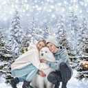 Winter Forest Photography Backdrop 8x6FT Christmas Tree Snowy Snowflake Wonderland Scene Background Winter Holiday Party Decorations Supplies Photo Props