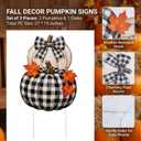 2 Pcs Black and White Fall Decor - Stacked Pumpkins Decor Metal Fall Yard Stakes Welcome Autumn Yard Sign for Home Decorations 30.7×14.2 Inch